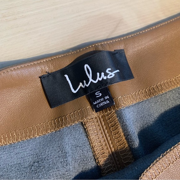 Tan Faux Leather Zipper Mini Skirt - Picture 3 of 5